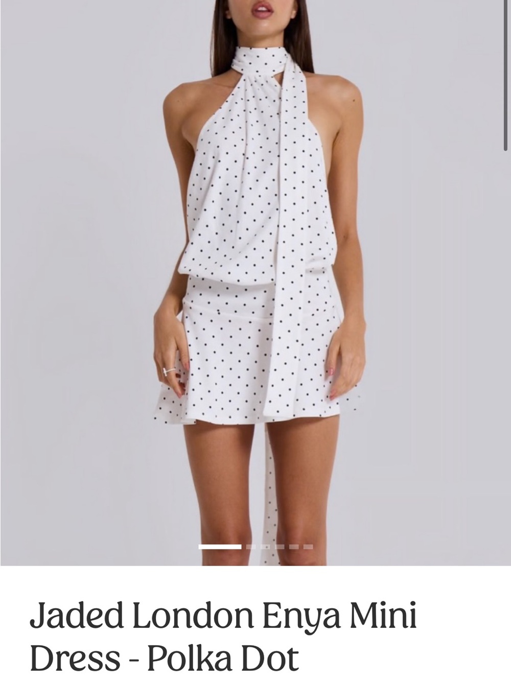 Jaded London White Polka Dot Backless Halter Mini Dress